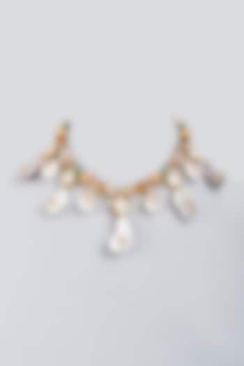 Gold Finish Baroque Pearl & Kundan Polki Choker Necklace by BRIDALAYA at Pernia's Pop Up Shop