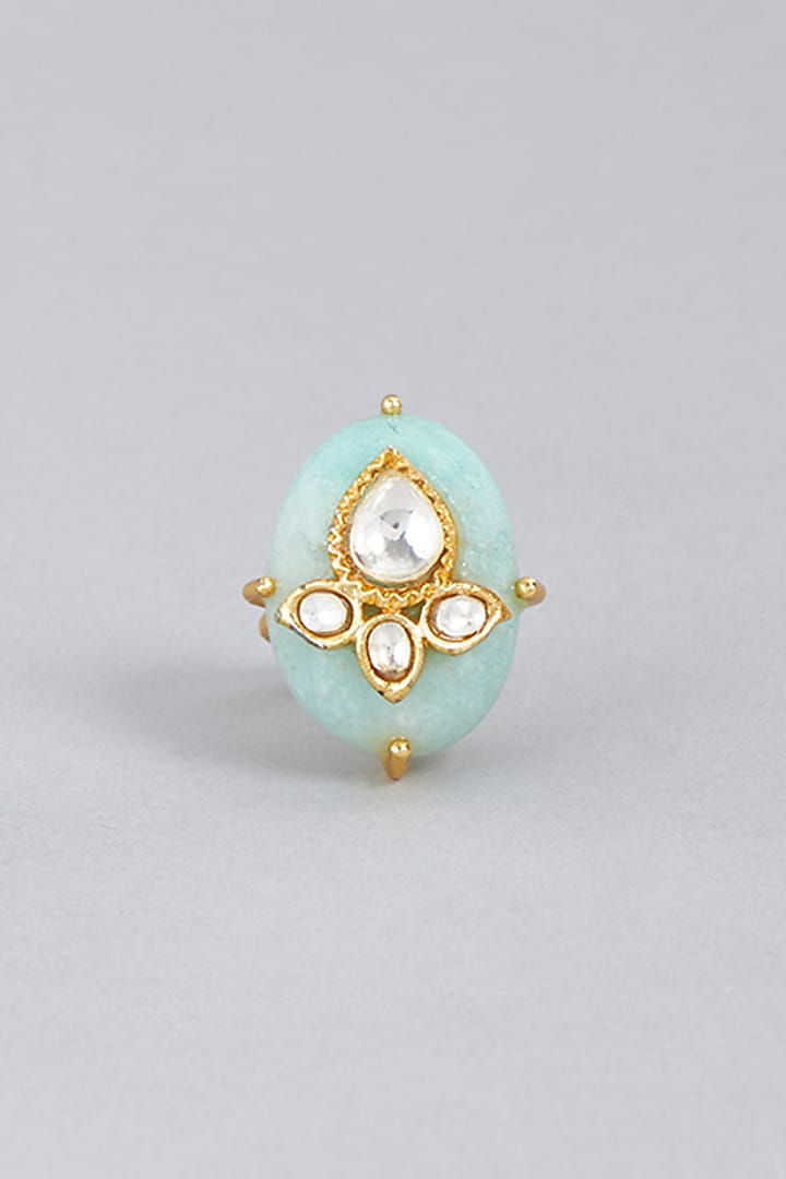 Gold Finish Agate Stone Ring by BRIDALAYA at Pernia's Pop Up Shop