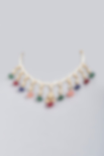 Gold Finish Multi-Colored Beaded Necklace Set by BRIDALAYA