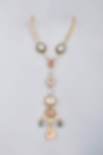 Two-Tone Finish Multi-Colored Stone Electroplated Necklace by BRIDALAYA