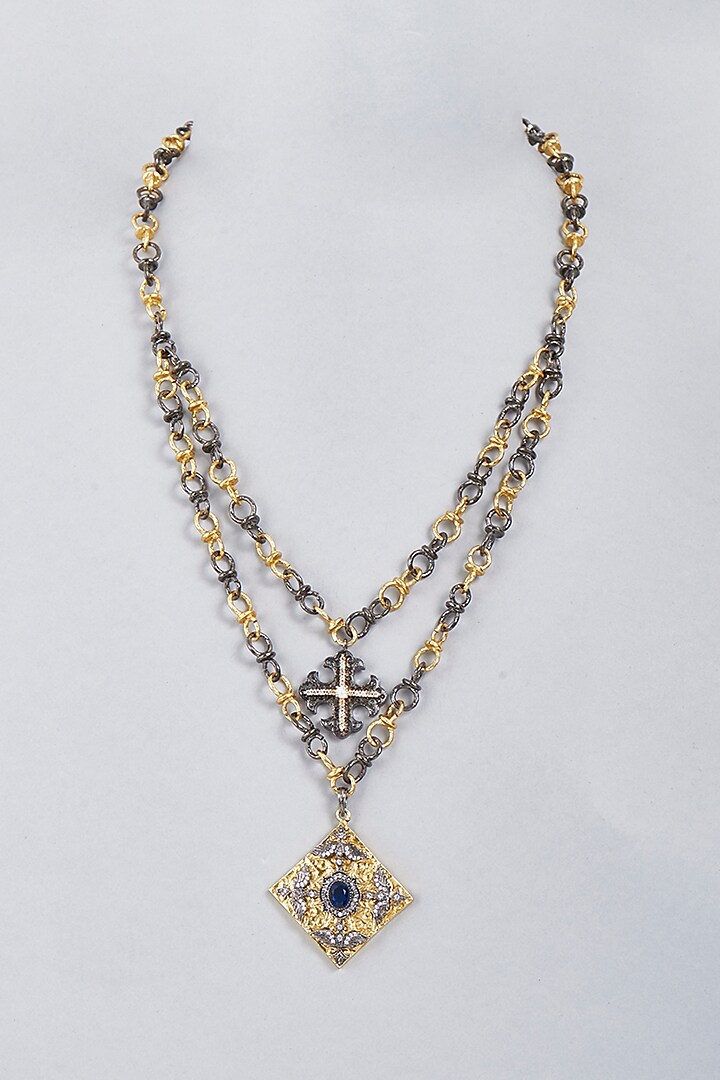 Gold Finish Electroplated Layered Necklace by BRIDALAYA