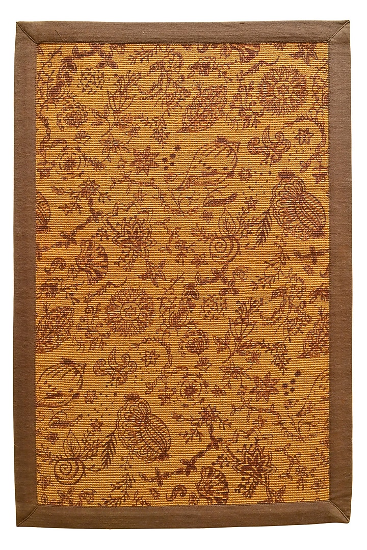 Beige & Coffee Jute Hand Painted Mats by Blue Lotus Design at Pernia's Pop Up Shop