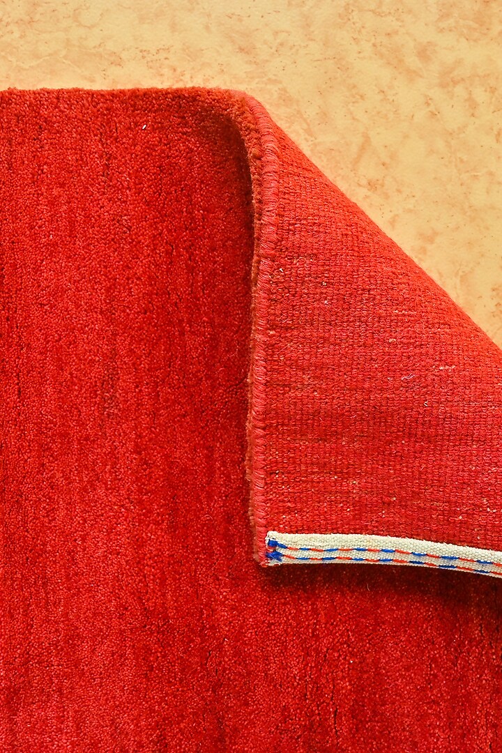Maroon Blended Wool Hand-Knotted Shaded Persian Rug by Blue Lotus Design at Pernia's Pop Up Shop