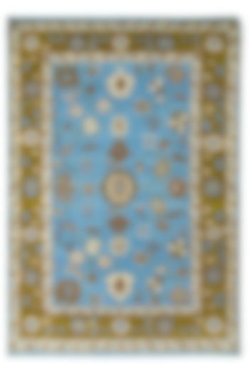 Blue Blended Wool Hand-Knotted Persian Rug by Blue Lotus Design