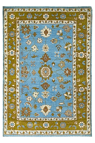 Blue Blended Wool Hand-Knotted Persian Rug by Blue Lotus Design