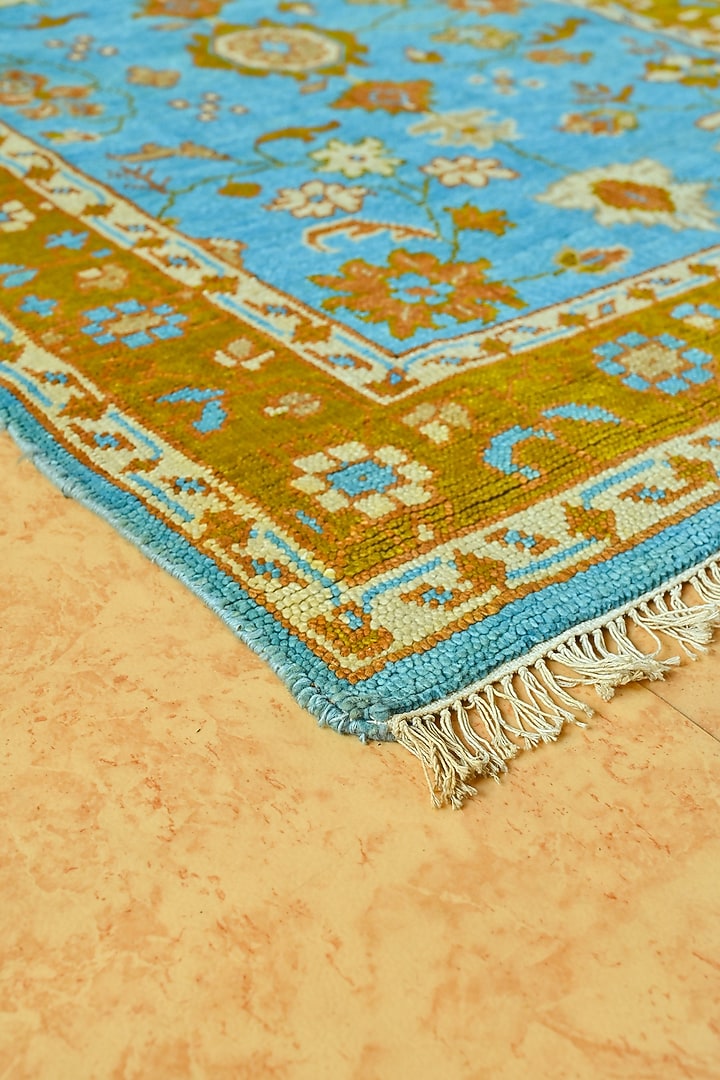 Blue Blended Wool Hand-Knotted Persian Rug by Blue Lotus Design at Pernia's Pop Up Shop