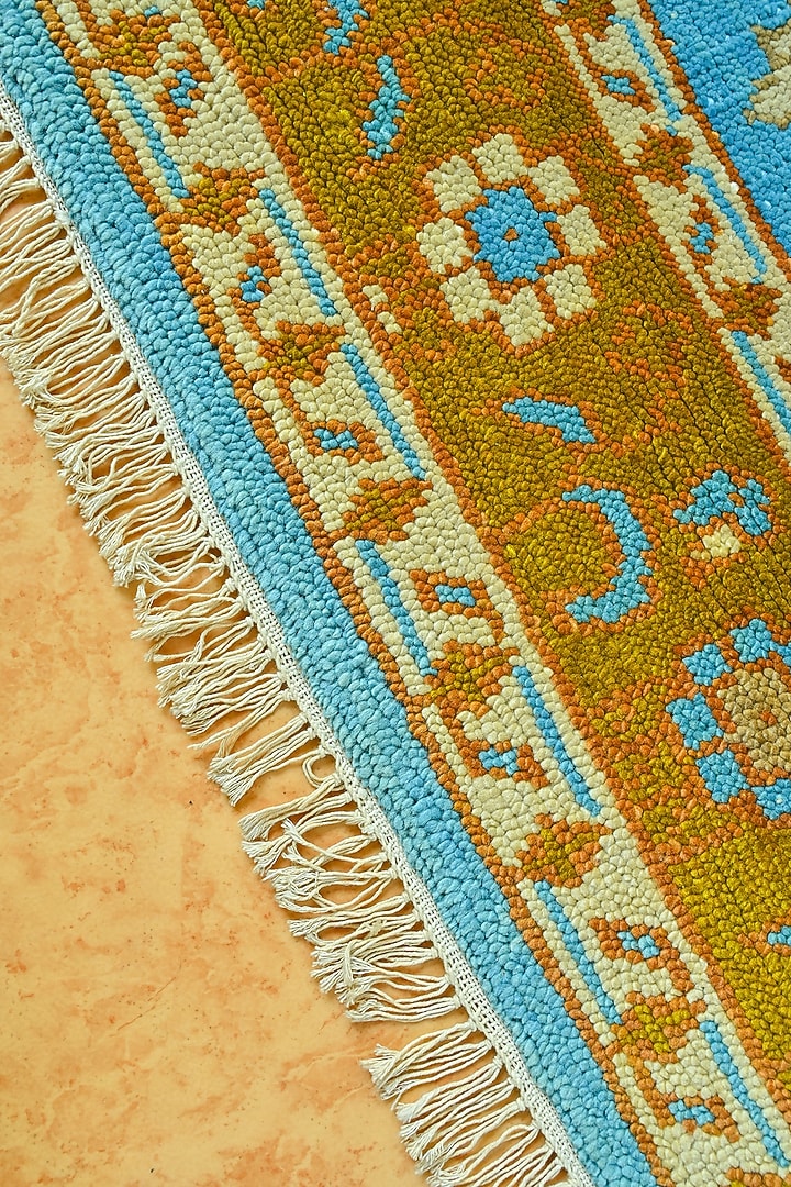 Blue Blended Wool Hand-Knotted Persian Rug by Blue Lotus Design at Pernia's Pop Up Shop