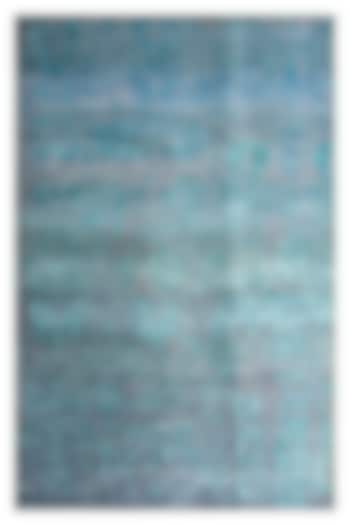 Powder Blue Blended Wool Hand-Knotted Shaded Persian Rug by Blue Lotus Design