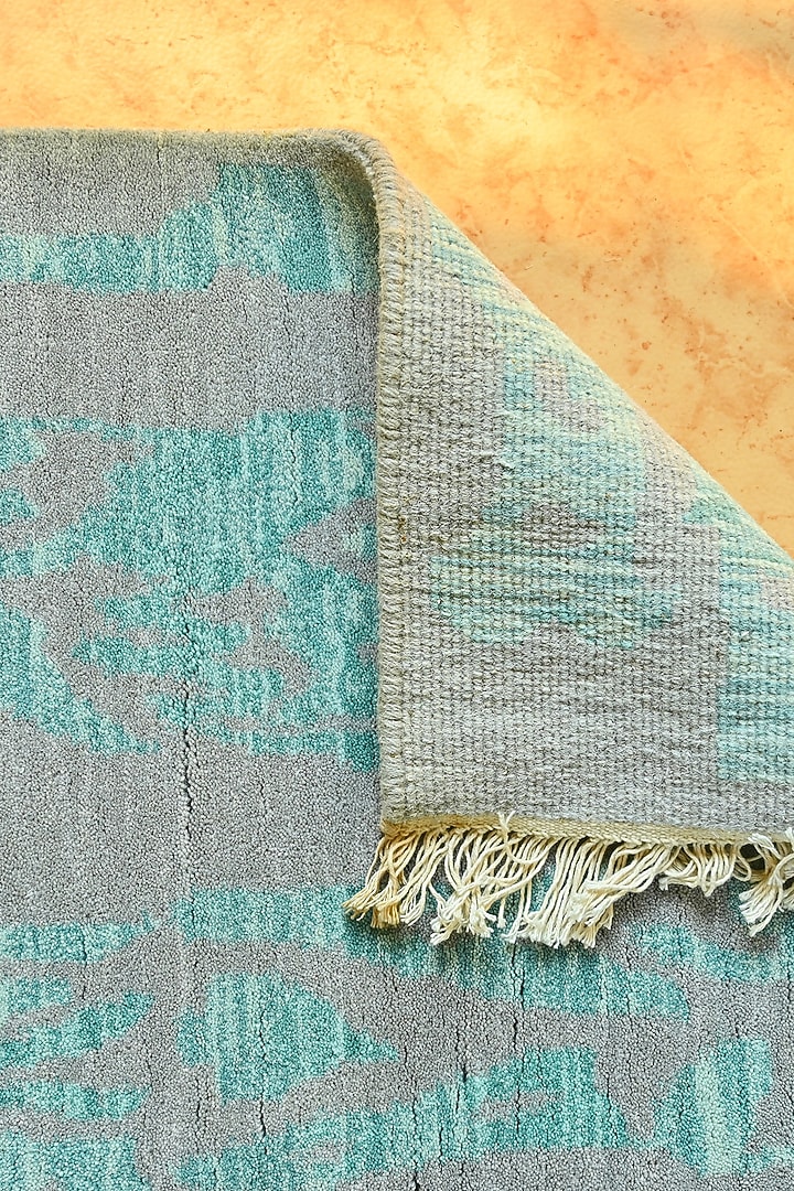 Powder Blue Blended Wool Hand-Knotted Shaded Persian Rug by Blue Lotus Design at Pernia's Pop Up Shop