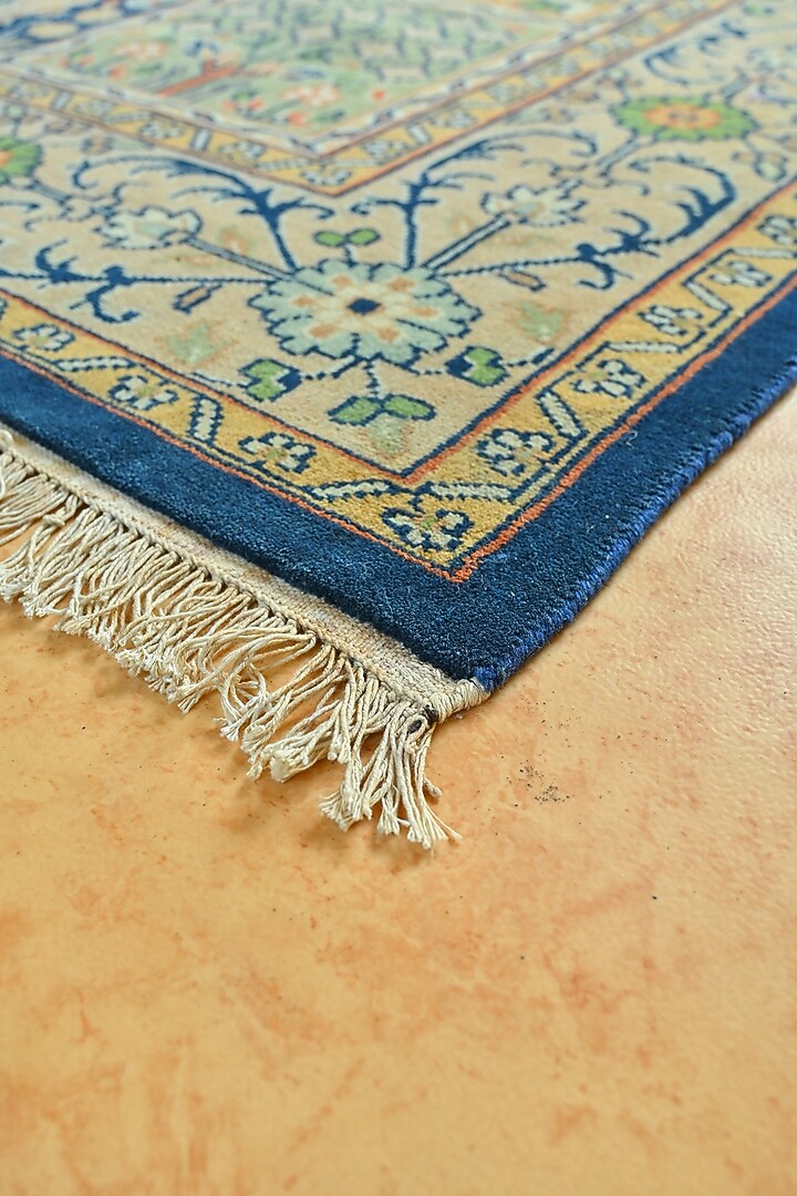 Multi-Colored Indian Wool Hand-Knotted Persian Rug by Blue Lotus Design at Pernia's Pop Up Shop