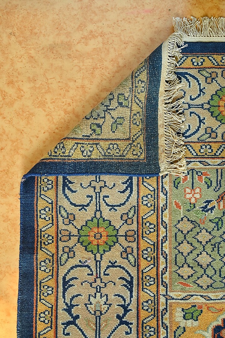 Multi-Colored Indian Wool Hand-Knotted Persian Rug by Blue Lotus Design at Pernia's Pop Up Shop