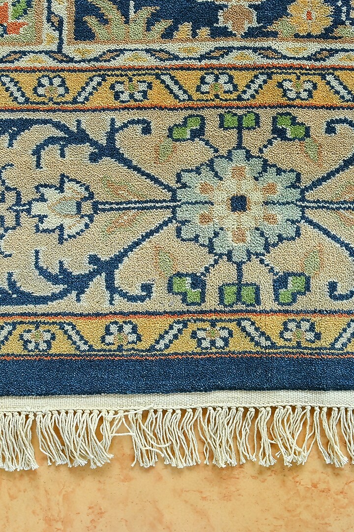 Multi-Colored Indian Wool Hand-Knotted Persian Rug by Blue Lotus Design at Pernia's Pop Up Shop