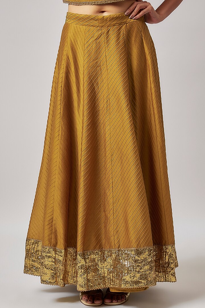 Yellow Chanderi Silk Embroidered Wedding Lehenga Set by BRIJ at Pernia's Pop Up Shop