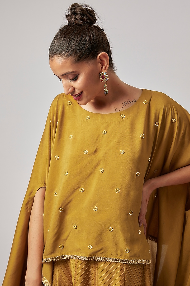Yellow Chanderi Silk Embroidered Wedding Lehenga Set by BRIJ at Pernia's Pop Up Shop