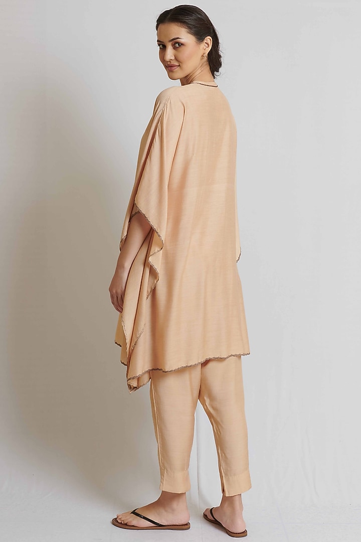 Beige Spun SIlk Embroidered Kaftan Set by BRIJ at Pernia's Pop Up Shop