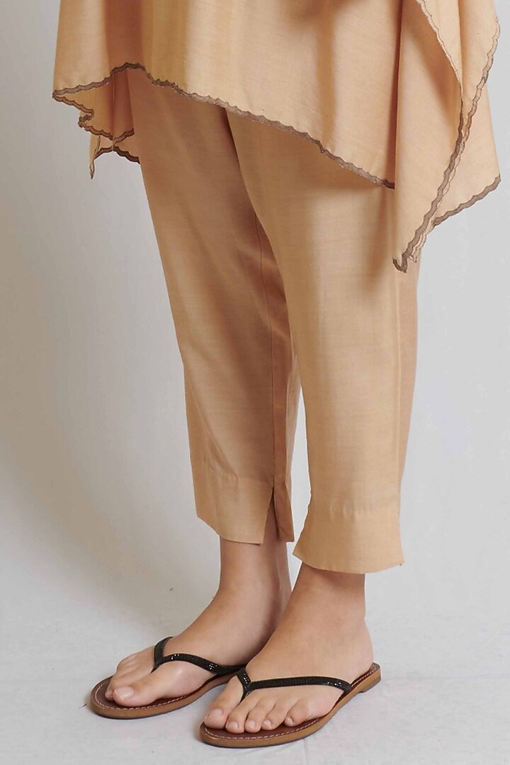 Beige Spun SIlk Embroidered Kaftan Set by BRIJ at Pernia's Pop Up Shop