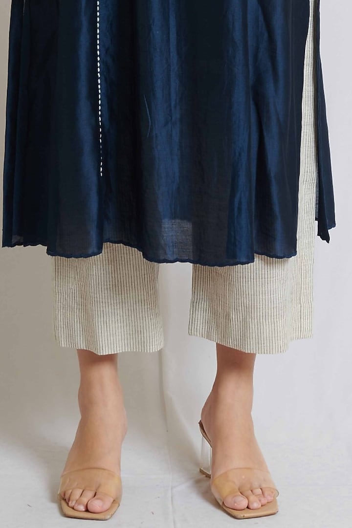 Indigo Blue Chanderi Embroidered Kurta Set by BRIJ at Pernia's Pop Up Shop