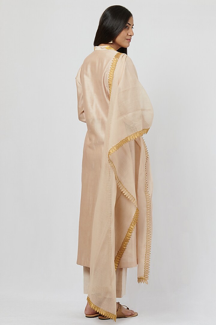 Beige Chanderi Kurta Set by BRIJ at Pernia's Pop Up Shop