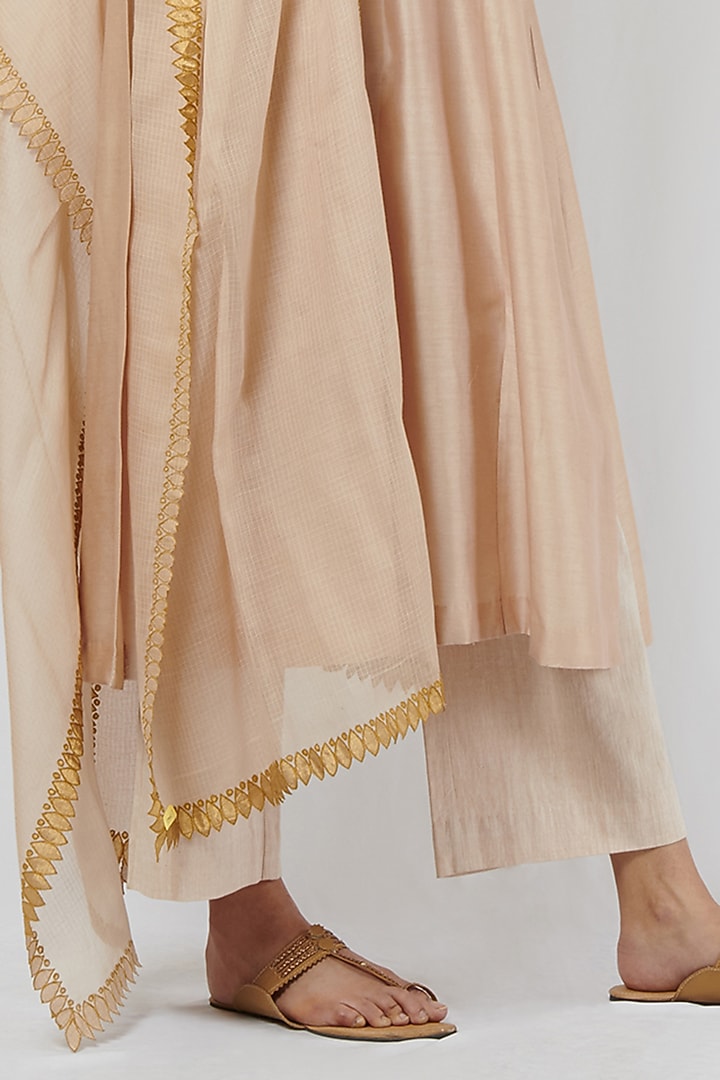 Beige Chanderi Kurta Set by BRIJ at Pernia's Pop Up Shop