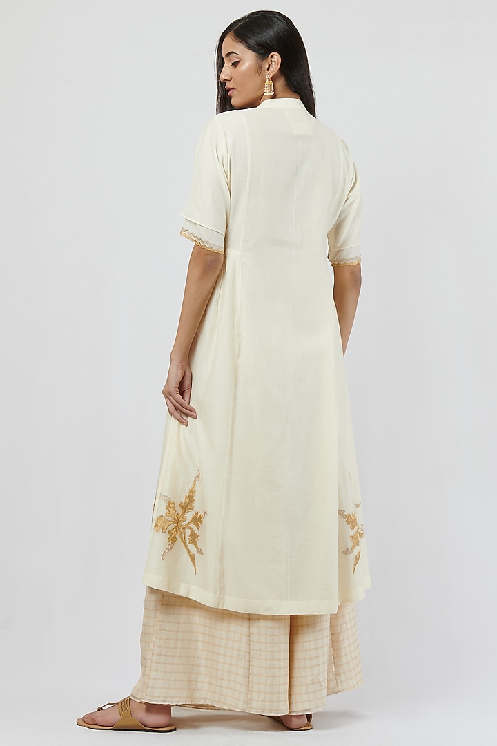 Ivory Chanderi Embroidered Kurta Set by BRIJ at Pernia's Pop Up Shop