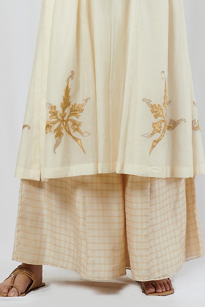 Ivory Chanderi Embroidered Kurta Set by BRIJ at Pernia's Pop Up Shop
