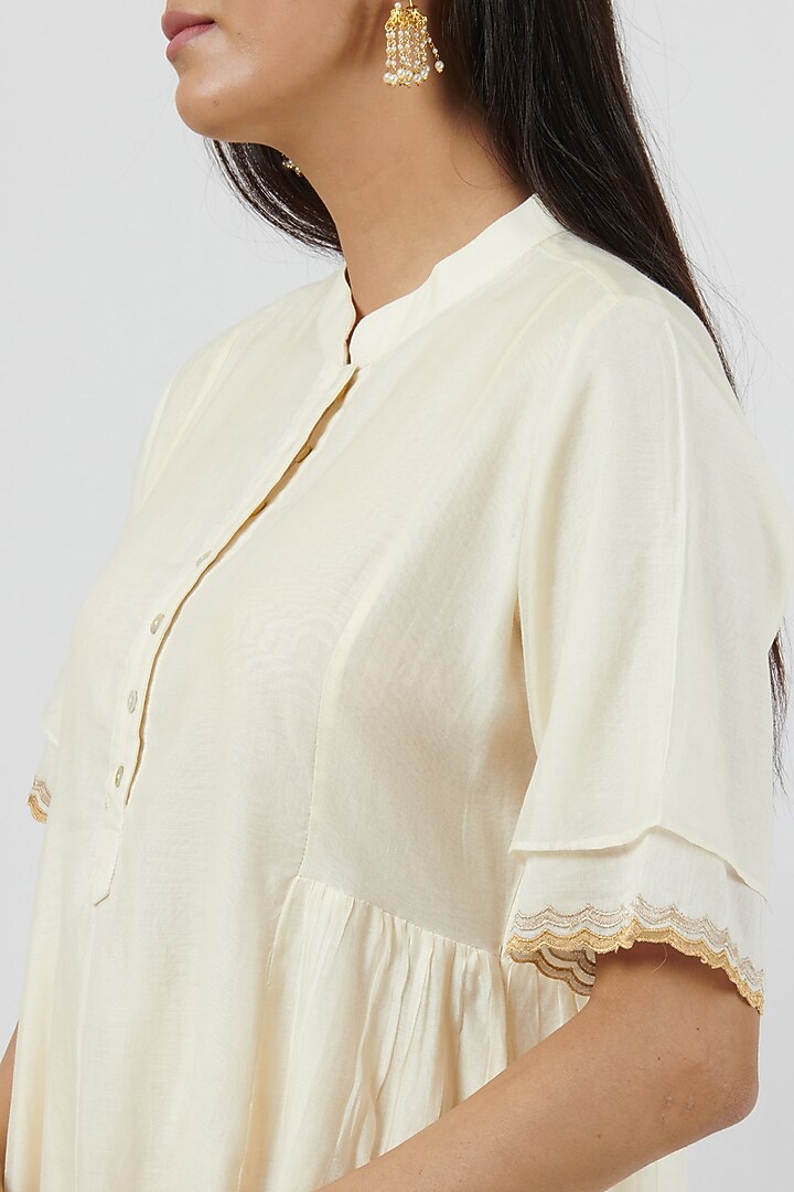 Ivory Chanderi Embroidered Kurta Set by BRIJ at Pernia's Pop Up Shop