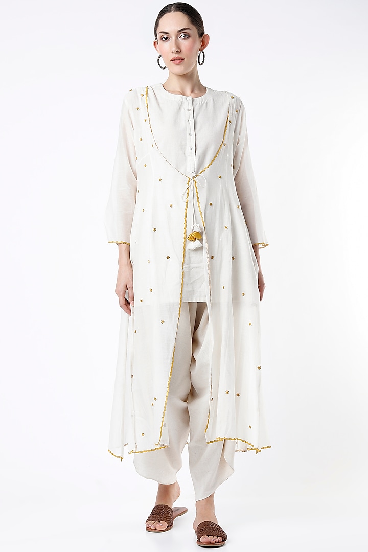 Ivory Malai Chanderi Jacket Set by BRIJ