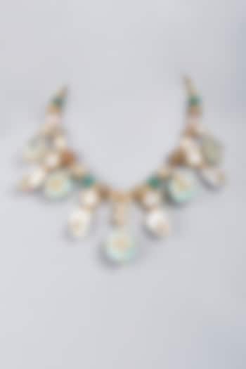 Gold Finish Agate Stone Choker Necklace by BRIDALAYA