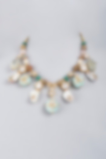 Gold Finish Agate Stone Choker Necklace by BRIDALAYA