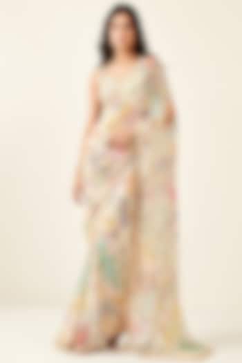 Multi-Colored Georgette Printed Saree Set by Basanti - Kapde aur Koffee at Pernia's Pop Up Shop