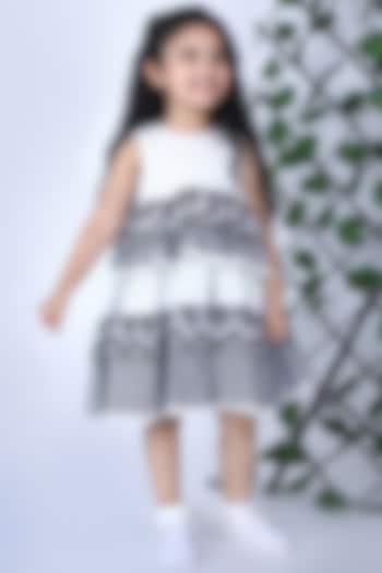 Black & White Embroidered Dress For Girls by Bagichi