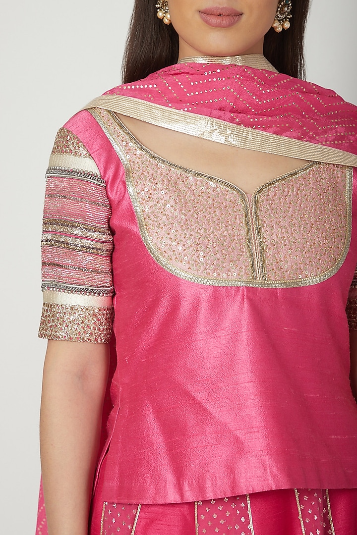 Fuchsia Embroidered Wedding Lehenga Set by Breathe By Aakanksha Singh at Pernia's Pop Up Shop