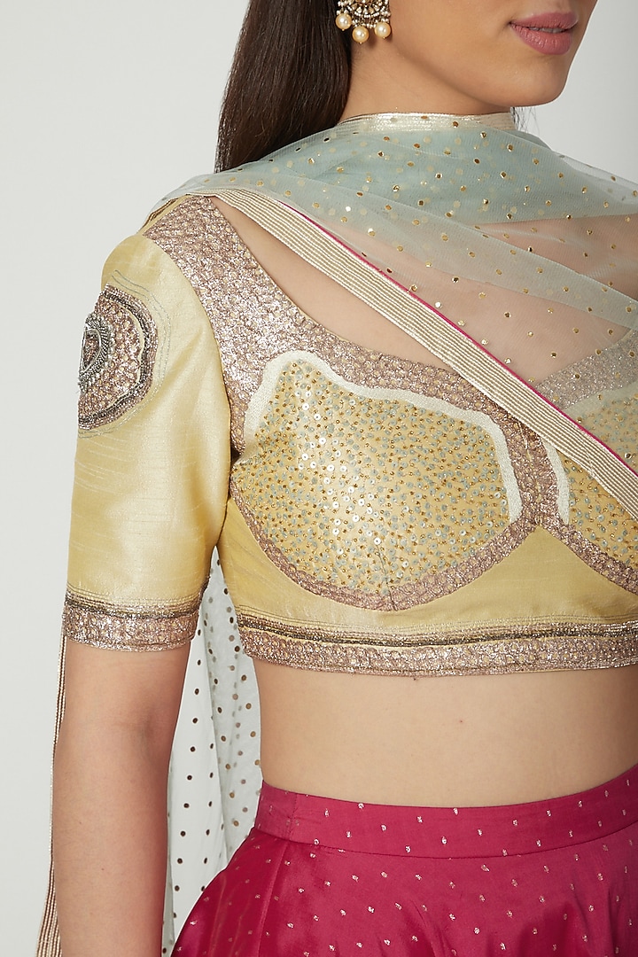 Lime Green & Fuchsia Embroidered Wedding Lehenga Set by Breathe By Aakanksha Singh at Pernia's Pop Up Shop