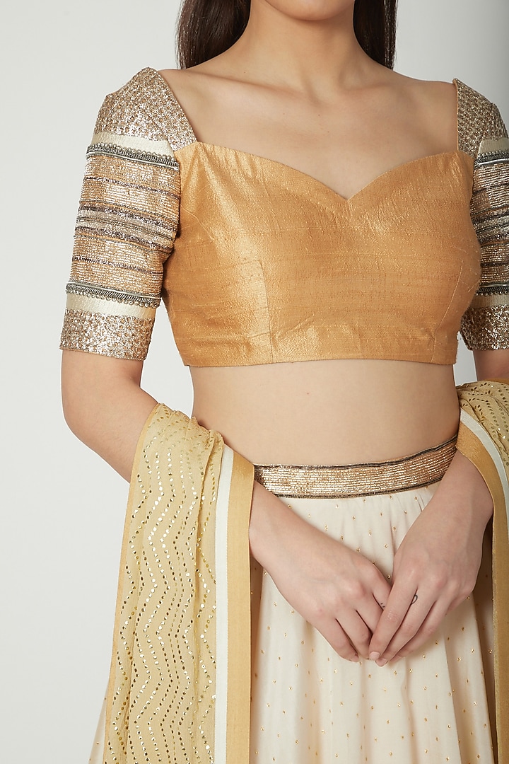 Mustard Embroidered Wedding Lehenga Set by Breathe By Aakanksha Singh at Pernia's Pop Up Shop