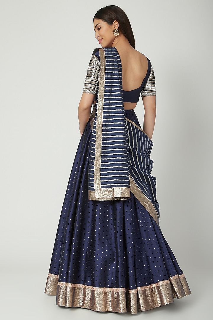 Cobalt Blue Embroidered Wedding Lehenga Set by Breathe By Aakanksha Singh at Pernia's Pop Up Shop