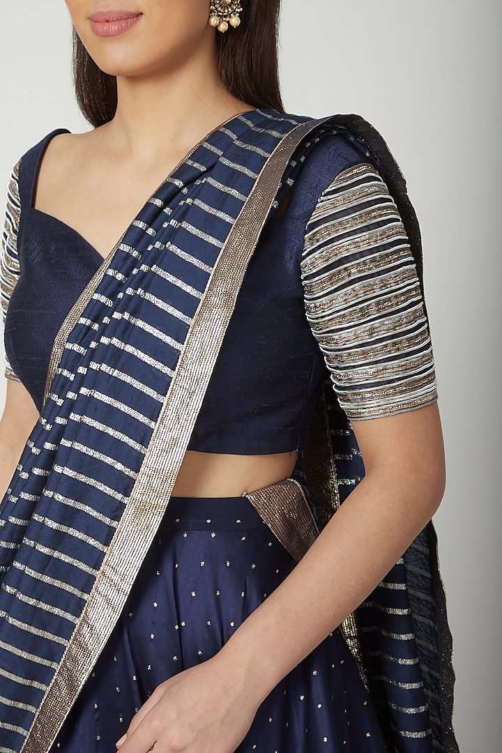 Cobalt Blue Embroidered Wedding Lehenga Set by Breathe By Aakanksha Singh at Pernia's Pop Up Shop