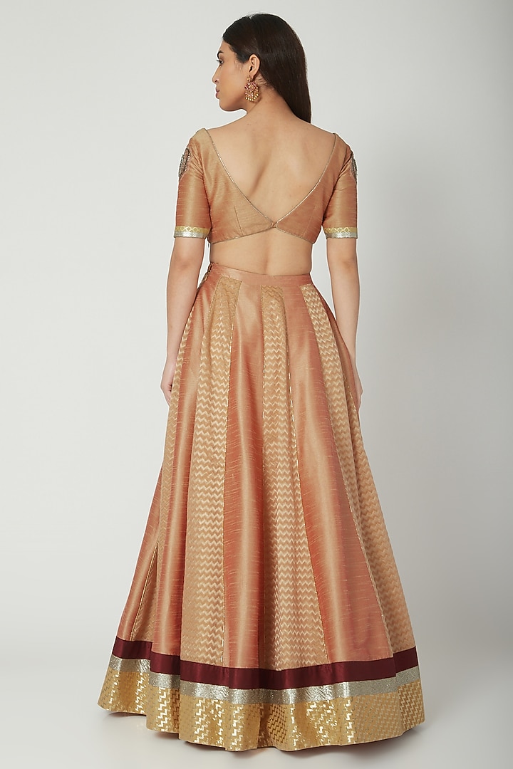Bronze Zardosi & Dabka Embroidered Wedding Lehenga Set by Breathe By Aakanksha Singh at Pernia's Pop Up Shop