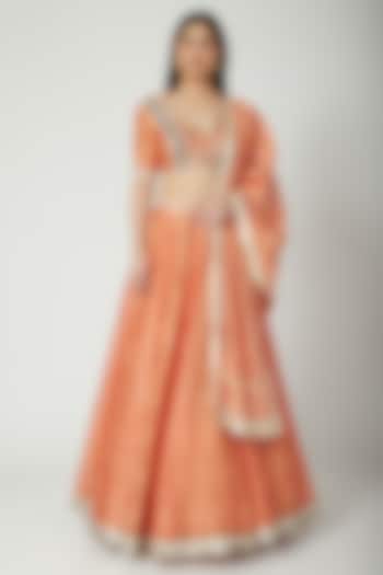 Orange Embroidered Wedding Lehenga Set by Breathe By Aakanksha Singh at Pernia's Pop Up Shop