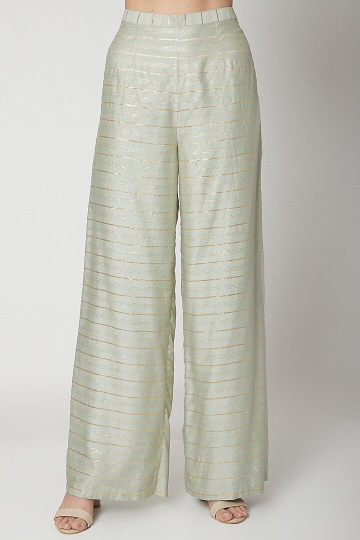 Yellow & Powder Blue Embroidered Kurta Set by Breathe By Aakanksha Singh at Pernia's Pop Up Shop