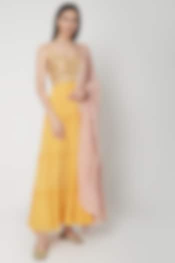 Yellow Embroidered Party Wear Anarkali Set by Breathe By Aakanksha Singh at Pernia's Pop Up Shop