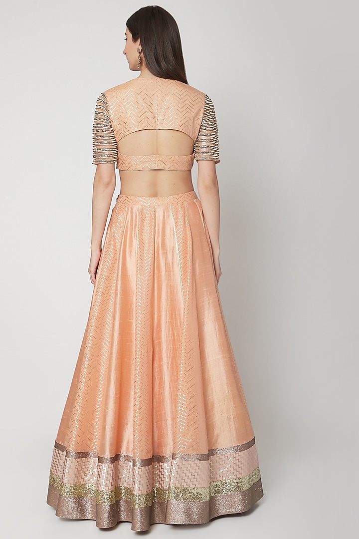 Orange Raw Silk Zardosi Embroidered Wedding Lehenga Set by Breathe By Aakanksha Singh at Pernia's Pop Up Shop