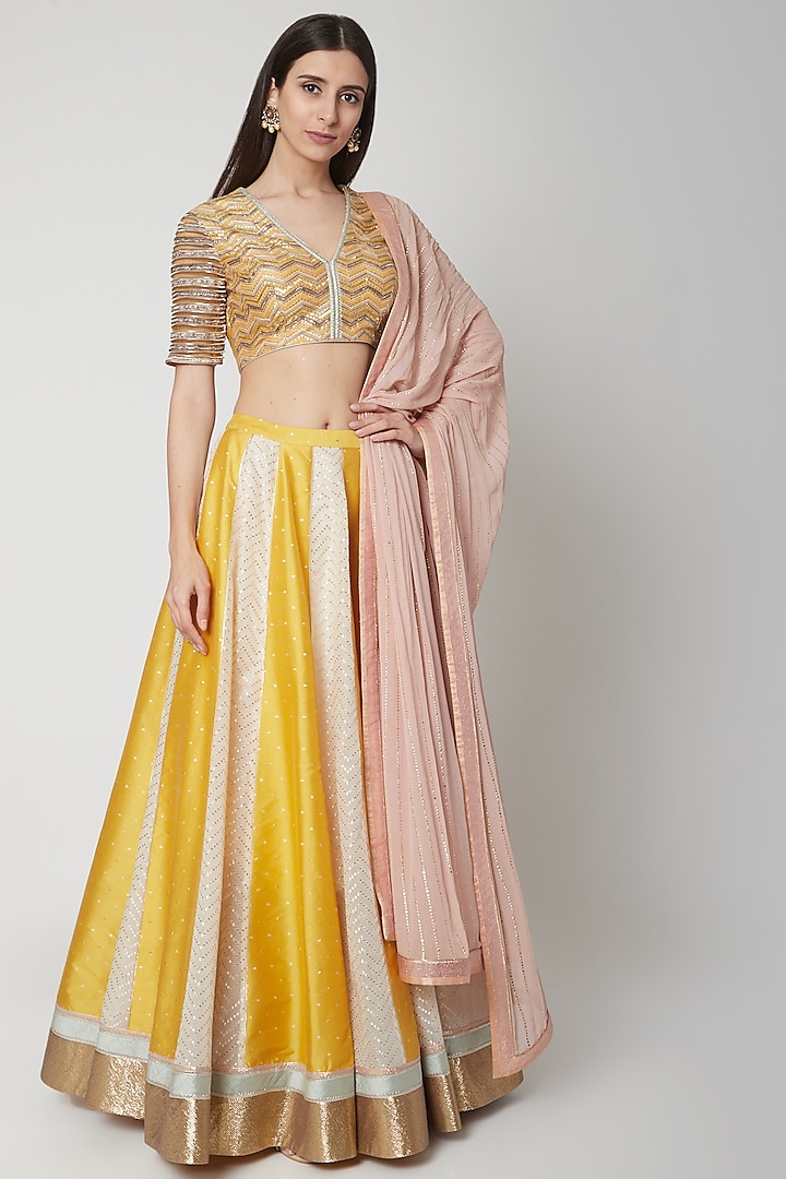Yellow Embroidered Lehenga Set by Breathe By Aakanksha Singh