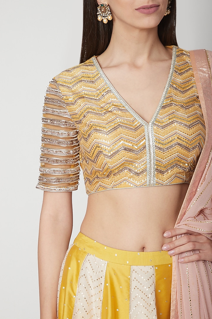 Yellow Embroidered Wedding Lehenga Set by Breathe By Aakanksha Singh at Pernia's Pop Up Shop