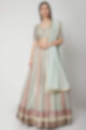 Powder Blue Dabka Embroidered Wedding Lehenga Set by Breathe By Aakanksha Singh at Pernia's Pop Up Shop