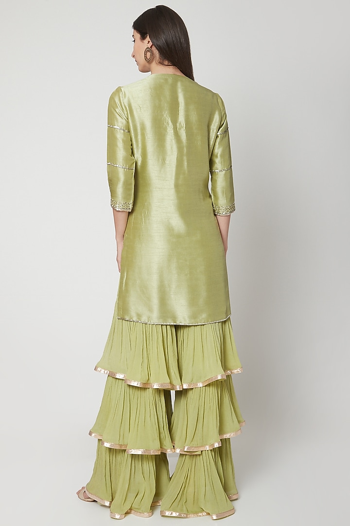 Apple Green Embroidered Wedding Sharara Set by Breathe By Aakanksha Singh at Pernia's Pop Up Shop