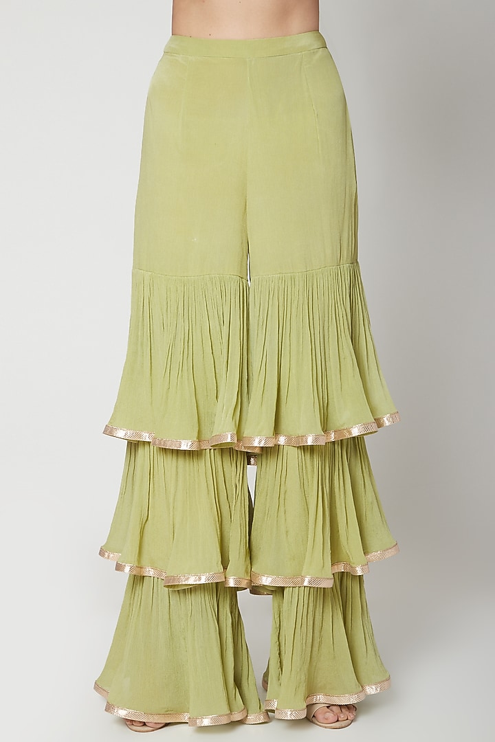 Apple Green Embroidered Wedding Sharara Set by Breathe By Aakanksha Singh at Pernia's Pop Up Shop