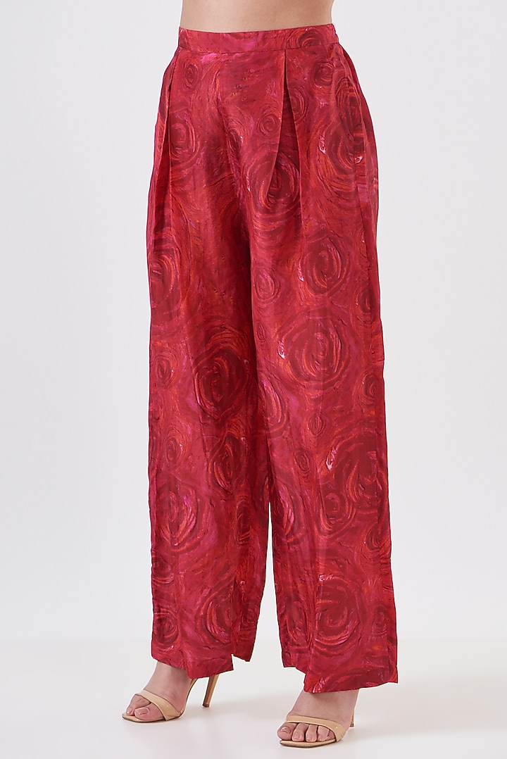 Fuchsia Red Chinon Handpainted Kaftan Set by Breathe By Aakanksha Singh at Pernia's Pop Up Shop