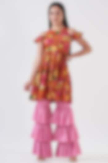 Pink Cotton Silk Sharara Set by Breathe By Aakanksha Singh