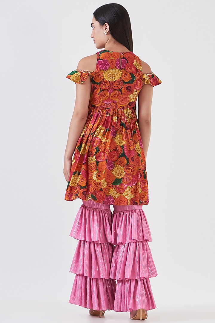 Pink Cotton Silk Party Wear Sharara Set by Breathe By Aakanksha Singh at Pernia's Pop Up Shop