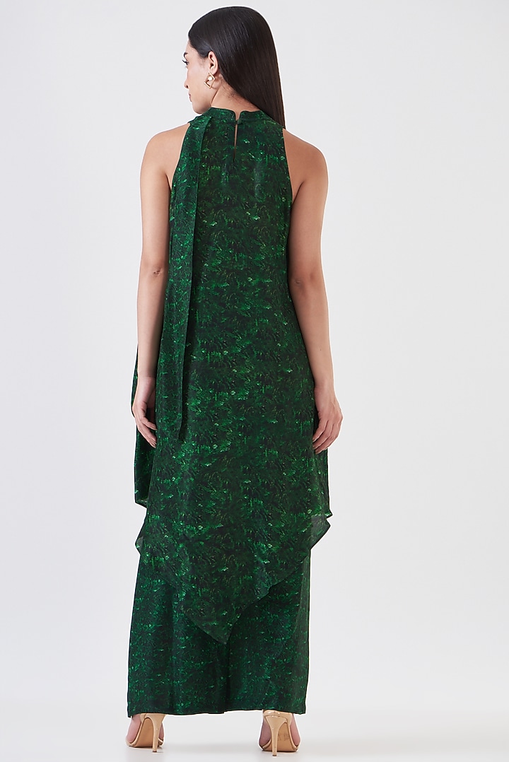 Grass Green Upada Silk Printed Tunic Set by Breathe By Aakanksha Singh at Pernia's Pop Up Shop